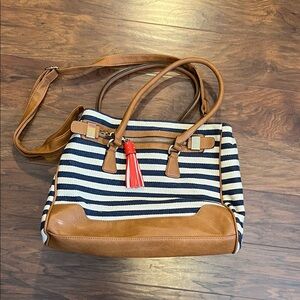 Striped Navy and Tan Women's Bag